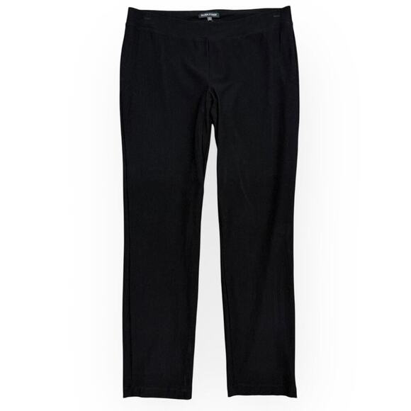 Eileen Fisher Low Rise Textured Crepe Pants Slim Fit Black size Small - Picture 2 of 6